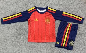 2026 Spain Home long sleeves Soccer Kids